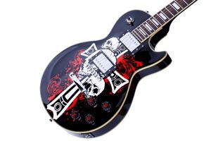 LP Elektrische Gitaar LES 6 snaren Skull Series Ebbenhout Toets Ondersteuning Costomization Freeshippings