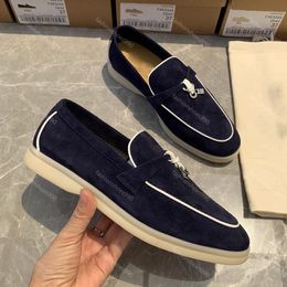 LP Loafers Geklede Schoenen Designer Casual Lage Tops Open Damesschoen 47 Heren Suede Kalfshuid Muller Merk Klassieke Wandelschoenen Luxe Designer Zomer Charms Lopen Met Doos