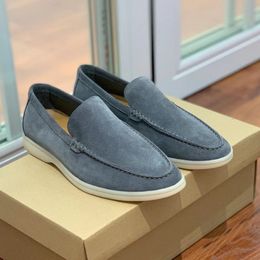 LP PIANA Couples chaussures Summer Walk Charms mocassins en daim ornés Mocassins Slip décontracté en cuir véritable sur des appartements Hommes Designer de luxe Chaussures habillées chaussures d'usine