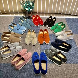 LP Piana Summer Walk Charms Suede Loafers Mocassins Echt lederen unisex luxe ontwerpers Flats Fashion Dress Casual Slip On Shoes Factory Footwear