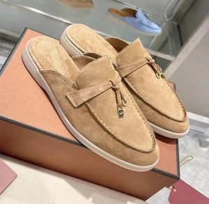 LP PIANAS Summer Walk Charms pantoufles en daim ornées Macaron Luxe Mule chaussures en cuir véritable décontracté sans lacet appartements femmes créateurs de luxe chaussures d'usine