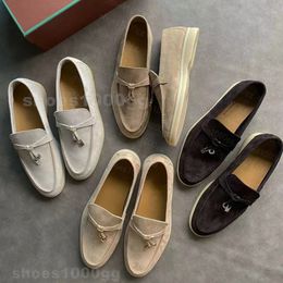 LP schoenen Designer Loafers mocassins abrikoos echte lederen mannen casual slip op ballet flats vrouwen luxe ontwerpers platte kleding schoen fabrieksschoenen schoenen