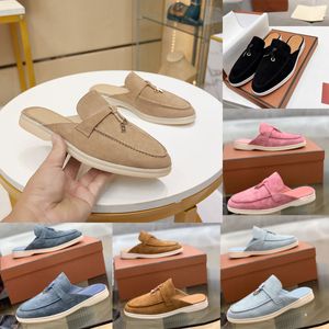 LP Suede Mandis Brand Beach Summer Walk Italian Slipper Womens Fashion Fashion Flat Chaussures 2023 Pantanes Designer Sandals Femmes Slides Shoe