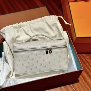 Lp19 sac boîte de riz avec motif d'autruche véritable sac à bandoulière à bandoulière haut de gamme Unique petit sac carré 240315