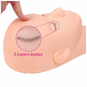 Lprofor 3 couches yeux Mannequin tête visage pour la pratique faux Eyel Extensis greffage L formation outils de maquillage 83Ad #