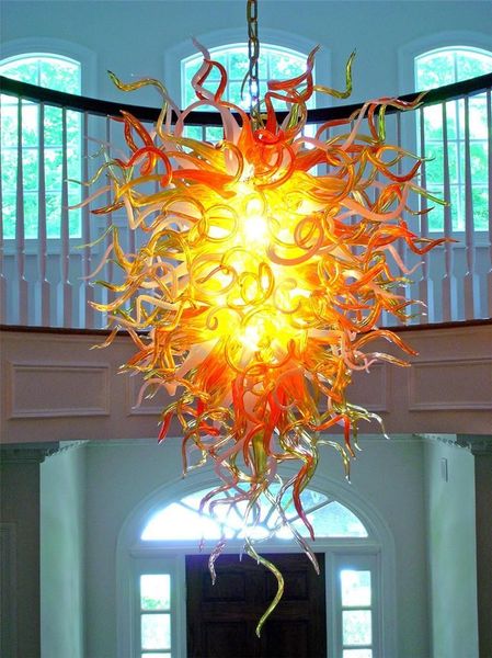 Lámparas colgantes de boca 100% Lámparas de vidrio soplado Arte de borosilicato Iluminación colgante de vidrio Foyer Hall Light Lobby Restaurante Araña