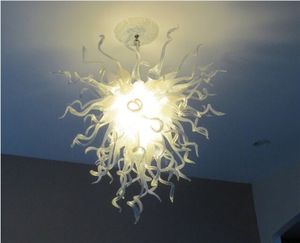 Lámpara colgante clásica 100% soplada a mano para sala de estar, cristal LED transparente blanco, accesorio de iluminación para el hogar moderno