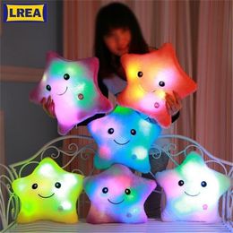 LREA Mooie NES Kleurrijke sterren Liminous Cushion Led Light Plush Toy Pillow 201009