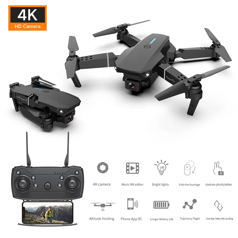 LS E525 E88 Pro Drone 4K HD Dual Lins Mini Drones Wi-Fi 1080p в реальном времени трансмиссии FPV Airecraft Cameras Складные ровные квадрокоптер-квадрокоптер игрушки