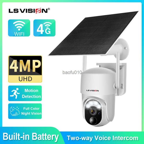 Caméra de sécurité LS VISION 4G/WIFI 4MP avec panneau solaire Surveillance de la protection de sécurité sans fil extérieure Batterie intégrée Caméra PTZ L230619