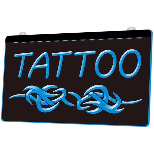 LS0066 magasin de tatouage Bar Pub Club leurre gravure 3D panneau lumineux LED ensemble de vente au détail 291T