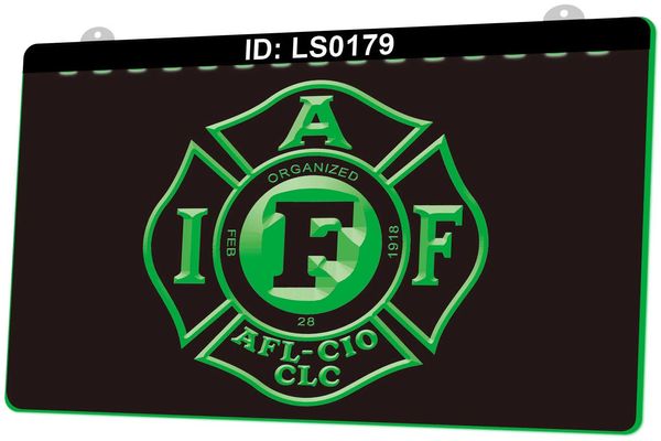 LS0179 AFL CIO CLC Fire Rescue Iaff Firefighters Light Sign 3D Grabado LED Venta al por mayor al por menor