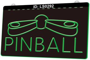 LS0292 Pinball Game Room Gravure 3D Signe lumineux LED Vente en gros au détail