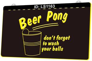 Ls1163 bier pong game bar pub club 3d gravure led licht teken groothandel retail