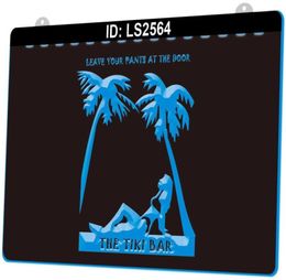 LS2564 Tiki Bar Laat je broek achter bij de deur Lichtbord 3D-gravure LED Hele Retail269v12707028872698