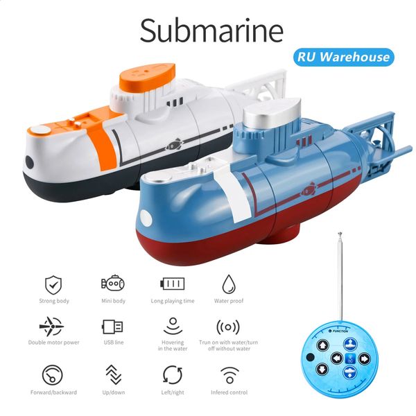 LSRC-331 Mini sous-marin RC 0.1ms vitesse télécommande bateau sous-marin étanche jouet de plongée modèle de Simulation cadeau pour enfants garçon 240223