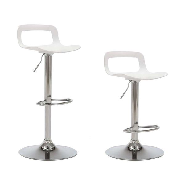 LSSPAID Lot de 2 tabourets de bar réglables en hauteur, chaises de bar en métal pour îlot de cuisine, blanc