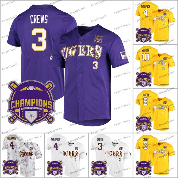 LSU Tigers Jersey de béisbol 2023 Campeones 3 Dylan Crews Alex Bregman Gavin Dugas Tre Morgan Wes Toups C.Doughty Jerseys LSU personalizados