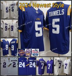 Maillot de football universitaire LSU Tigers 9 Joe Burrow 5 Jayden Daniels 7 Mathieu 22 Clyde Edwards-helaire 40 Devin White 3 Odell Beckham Jr. Hommes