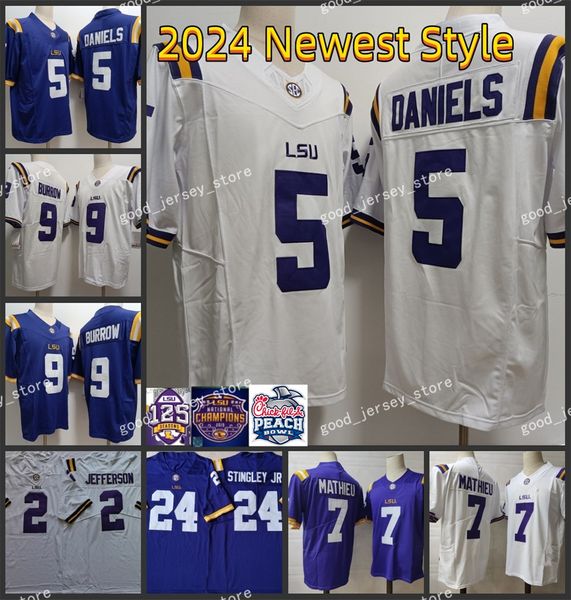 LSU Tigers College Football Jersey 9 Joe Burrow 5 Jayden Daniels 7 Mathieu 22 Clyde Edwards-helaire 40 Devin White 3 Odell Beckham Jr. Hommes Jeunes