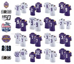 LSU Tigers Maillot de football personnalisé NCAA College Joe Burrow Burreaux Odell Beckham Jr. Justin Jefferson Tryann Mathieu Leonard Fournette JaMarr Chase Taille S-4XL