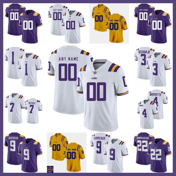 LSU Tigers Maillots de football pour hommes cousus sur mesure 40 semaines de Pentecôte 23 Kylin Jackson 71 Tyree Adams 25 Trey Holly 84 Mac Markway 21 Ryan Yaites 12 Kyle Parker 9 Burrow