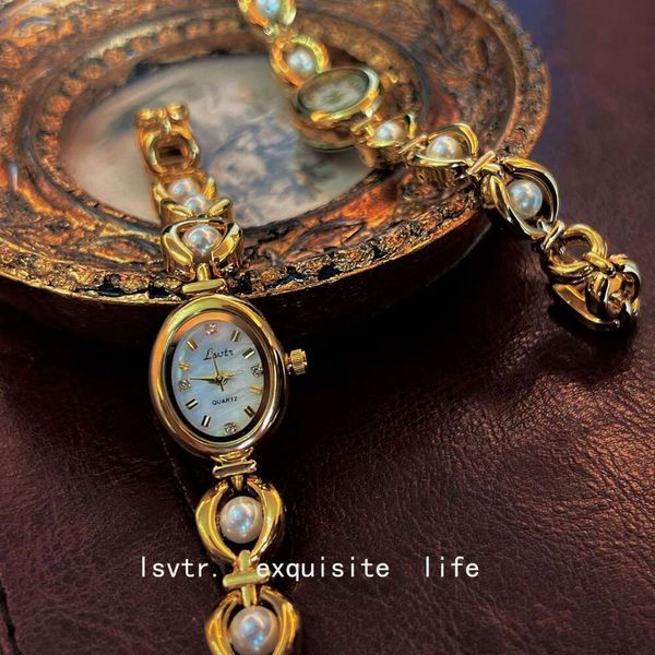 LSVTR NUEVO TIKTOK Popular Medieval Luxury Imitation Pearl Temperl Brailet Women's Watch