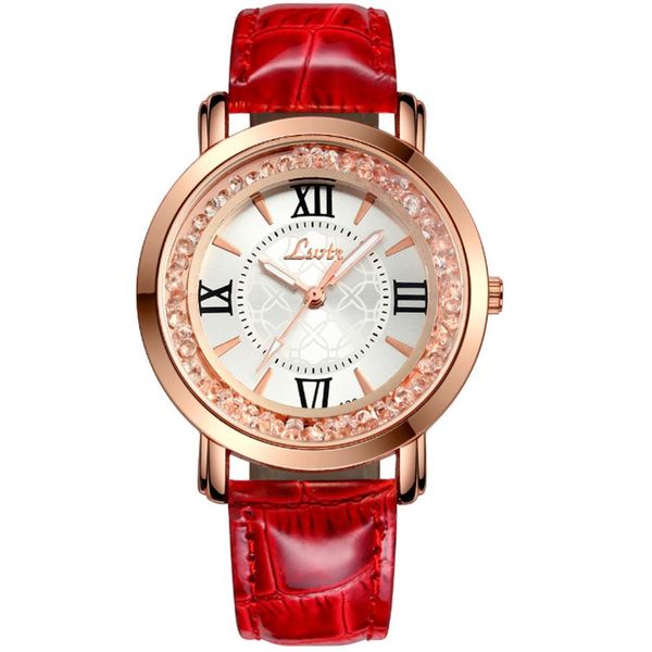 LSVTR spécial coulant diamant brillant femmes montre de luxe mode Quartz dames montres coloré bracelet en cuir étudiant montres236m