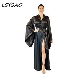 LSYSAG, abrigo Sexy para mujer, fiesta en la playa, escote en V profundo, 2018, de talla grande, nueva moda, holgado, suave, cómodo, negro, elegante, ropa de noche