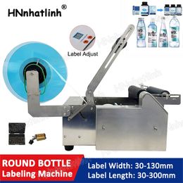 Machine d'étiquetage Semi-automatique LT-50, distributeur d'étiquettes autocollantes pour bouteilles en plastique PET, pour jus de verre rond