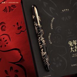 LT Hongdian N23 stylo plume lapin année limitée hommes femmes étudiants haut de gamme bureau d'affaires signature stylo or sculpture pour cadeau 240119