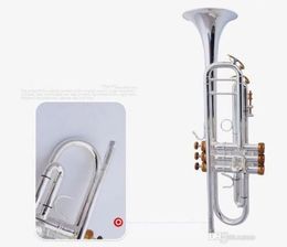 LT180S 37 Trompette Authentique Double Argent Plaqué B Plat Professionnel Trompette Top Instruments de Musique Laiton Bugle Bb Trompette FRE