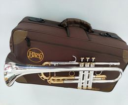 LT180S72 Bb super réel BachTrumpet Instruments Surface plaqué argent doré Trompeta Instrument de musique professionnel Brass3305038