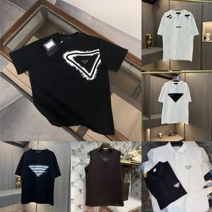 Ltaly Milan Luxury Brand Mens T-shirt Designer Women Clothes Tops Uomo Femme Party Rendre Triangle Pattern Summer Vintage T-shirt Polo Haikyuu