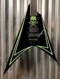 Ltd 600 Greeny Alexi Laiho Green Sawtooth Flying V Guitare électrique adécrété 2024 Floyd Rose Tremolo Bridge China E6067995