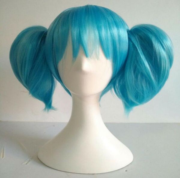 ltltSally face Sallyface Sally Cosplay perruque courte bleu pince à cheveux queues de cheval Wigs7135447