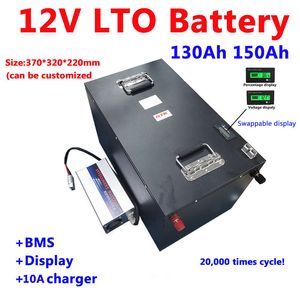 Paquete de batería recargable de titanato de litio LTO 12V 130Ah 150Ah con BMS para solar/automóvil/vehículo inversor/cargador + 14V 10A