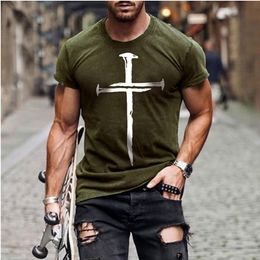Lttl T-shirts pour hommes T-shirt décontracté pour hommes T-shirt tout-match Jésus-Christ Croix T-shirt imprimé 3D 2022 -vente surdimensionnée à manches courtes
