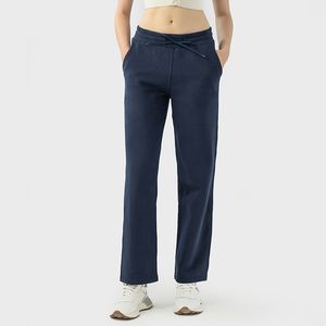 LU-005 avec Logo pantalons de sport pour femmes et pantalons décontractés de yoga chauds et polyvalents en polaire