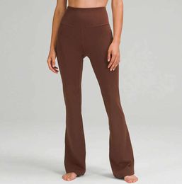 Lu-01 Vêtements de Yoga Groove été pantalons évasés pour femmes taille haute ventre serré montrer Figure sport Studio Leggings Capris style décontracté