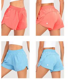 LU-0160 dames yoga-outfits hoge taille shorts oefening korte broek fitness slijtage meisjes lopen elastische volwassen sportkleding gevoerd drawstring7gg