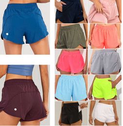 LU-0160 dames yoga-outfits hoge taille shorts oefen korte broek fitness slijtage meisjes lopen elastische volwassen sportkleding gevoerde drawstring aritzia 1158ess