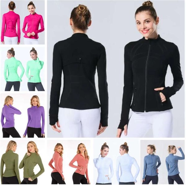 LU-02 Chaqueta de yoga para mujer, chaquetas de manga larga, abrigo deportivo para entrenamiento, ropa deportiva para niña, traje para correr, Top de secado rápido, sudadera lisa con cremallera para mujer, ropa deportiva para mujer