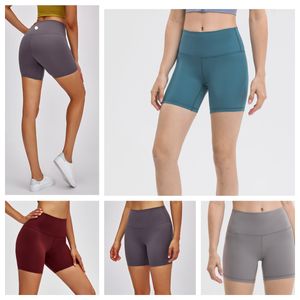 LU-0340 Nuevos pantalones calientes de entrenamiento de compresión de elevación de cadera de cintura alta pantalones cortos de yoga nude de color sólido para mujer