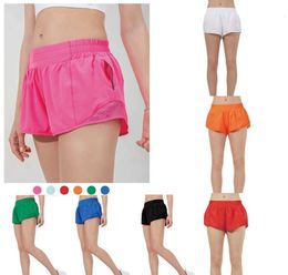 LU-05 Diseñadores Lululemens Pantalones cortos de yoga para mujer Ajuste con cremallera Bolsillo de gran altura Secado rápido Lulus Lemon Tren para mujer Corto Estilo suelto Gimnasio transpirable Calidad 05ESS