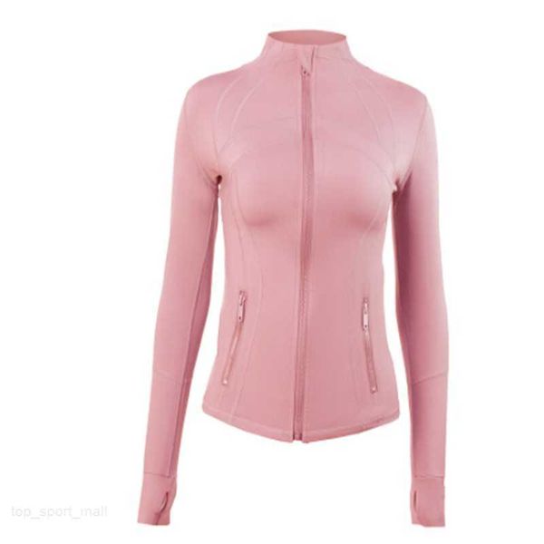 Veste de yoga à manches longues pour femmes Couleur unie Nude Sports Façonner la taille Vestes de fitness serrées Jogging Sportswear Fermeture à glissière pour femmes Col montant Solid Zip Up good