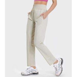 Pantalon de Yoga à jambes droites pour femmes, collant léger, doux pour la peau, sensation de glace, coupe Slim, pour course à pied, sport, LU-073