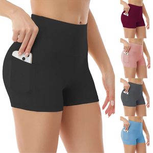 Pantalon de Yoga en trois parties avec poches, Slim, taille haute, pour Fitness, sport, entraînement, Leggings de gymnastique, été, LU-083