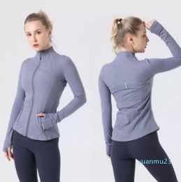 LU-088 2022 Yogajack Dames Define Workout Sportjas Fitnessjack Sport Sneldrogend Sportkleding Top Effen Sweatshirt met rits Sportkleding