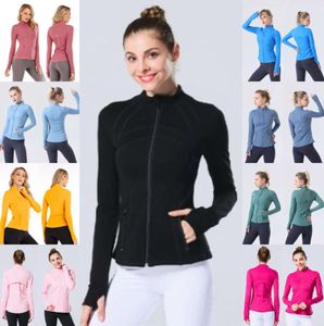 LU-088 2023 Chaqueta de yoga para mujer, abrigo deportivo definido para entrenamiento, deportes de Fitness, ropa deportiva de secado rápido, Top sólido con cremallera, sudadera, ropa deportiva, ropa de tendencia de moda de Venta caliente 354